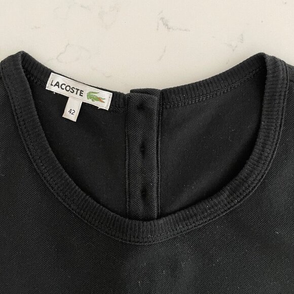 Lacoste Slvless Crew Nk Midi Cotton Sheath Dress Black Sz 42 - Picture 11 of 13